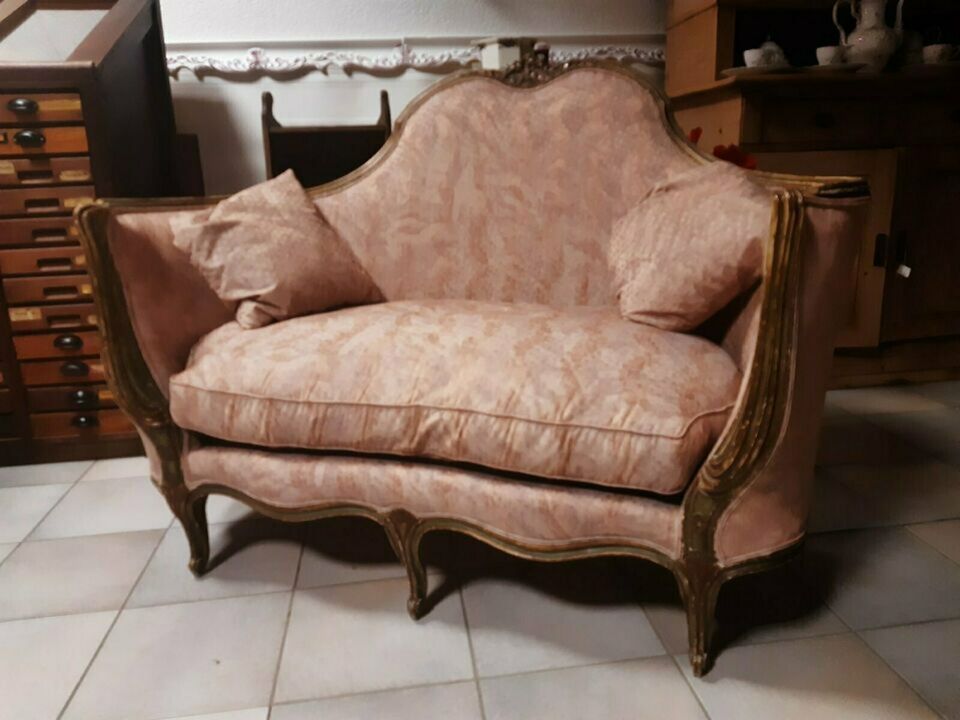 Kleines Sofa, Petit Canapé „en corbeille“ Louis XV, mit Expertise